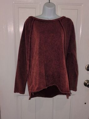 Women's Washed Rust Pullover Sweater